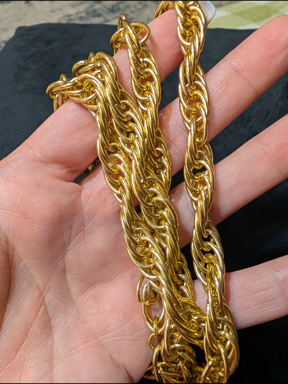 Gold Tone Rope Chain Necklace Chain Style Length 13.5